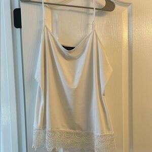 White House Black Market Ivory Lace Hem Cami